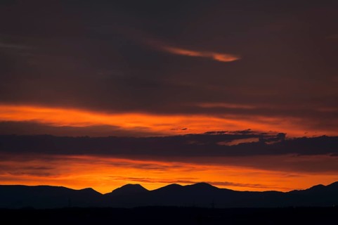 Sunset with silhouetted Vosges