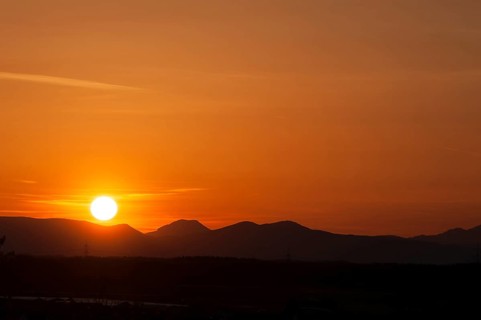 Sunset with the Vosges Mountains in backlight