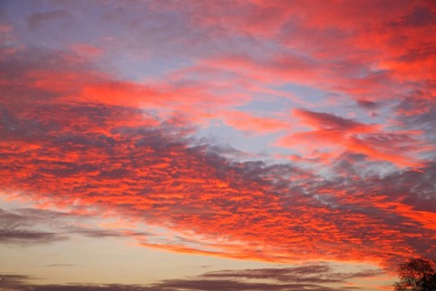 Dramatic red sky at sunset