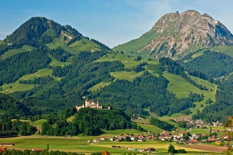 Town of Gruyeres with Gruyeres Castle