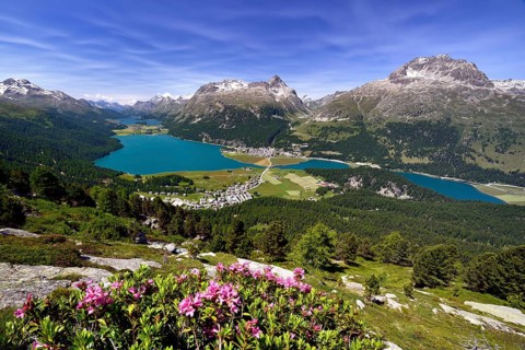 Surlej and Silvaplana with Upper Engadine lakes