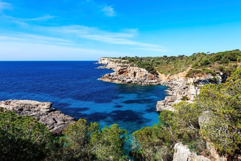 Rocky coast between Cala de s'Almonia and Cap de Salines