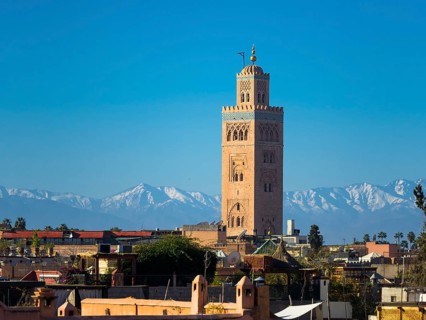 Koutoubia mosque with a minaret from the Almohad period