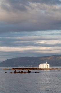 Chapel on a cliff in the sea