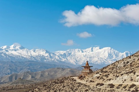 Vast landscape with stupa