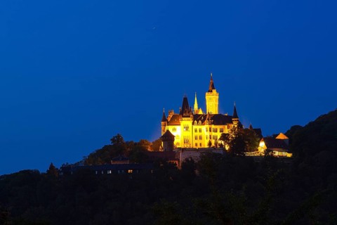 Schloss Wernigerode Castle at dusk