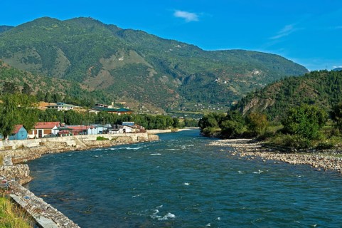 Landscape in the Paro Valley with the Paro Chhu River