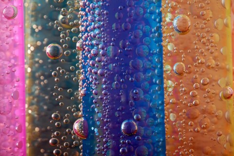 Colorful straws with air bubbles