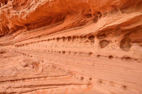 Wind erosion on soft sandstone layers