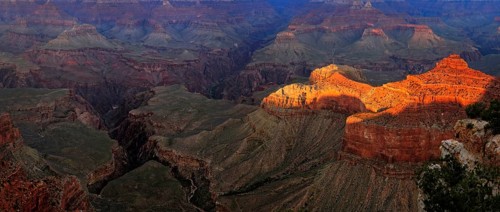 View of the Grand Canyon in the evening light