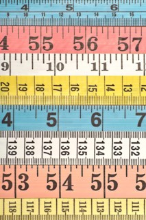 Various colourful measuring tapes