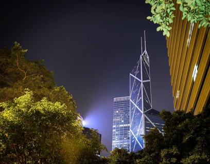 Bank of China headquarters at night