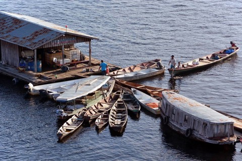 Typical floating house for the Amazon