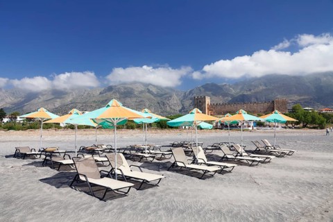 Beach with sun beds