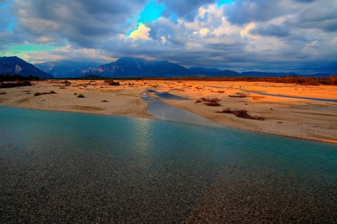 Evening sky on the Tagliamento