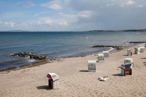 Empty beach chairs on the Baltic coast