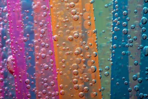 Colorful straws with air bubbles