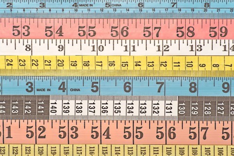 Various colourful measuring tapes