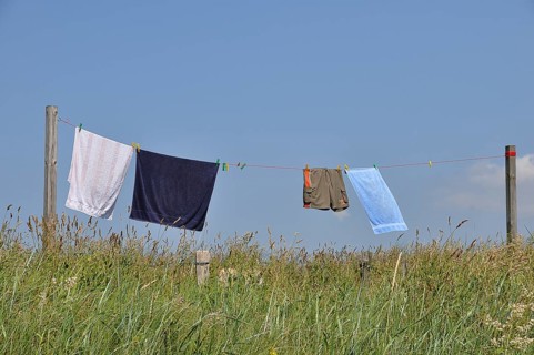 Laundry hanging to dry on a washing line