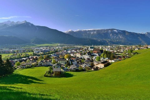 Cityscape of Schwaz in springtime