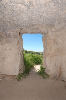 Looking outside through cave entrance
