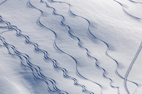 Ski tracks in deep snow