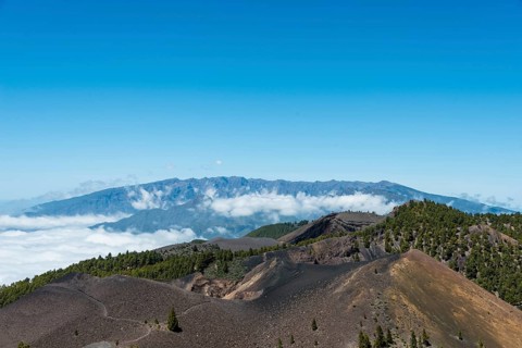 Volcanic landscape on the 'Ruta de los Volcanes' view of the caldera