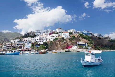 Boat off the seaside village of Agia Galini
