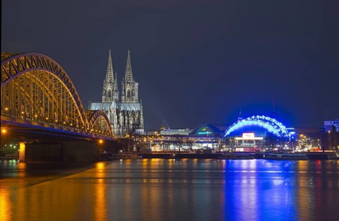 Hohenzollern Bridge with Cologne Cathedral and the Musical Dome