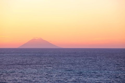 Stromboli volcano from the mainland