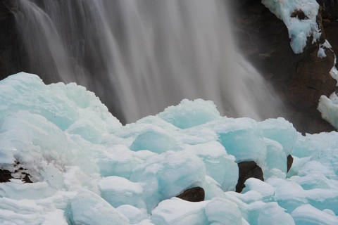 A waterfall in winter
