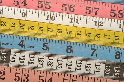Various colourful measuring tapes