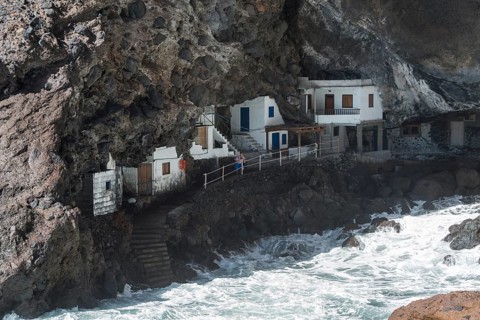 Fishermen's houses in the smugglers cove at Tijarafe