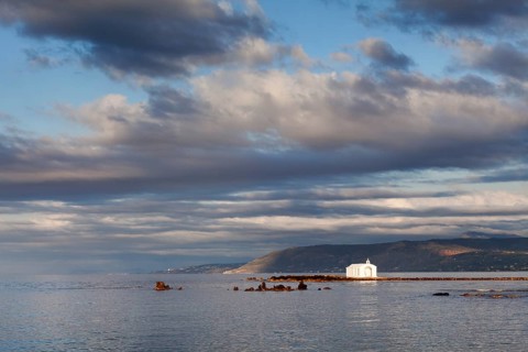 Chapel on a cliff in the sea
