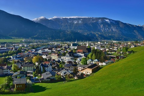 Cityscape of Schwaz in springtime