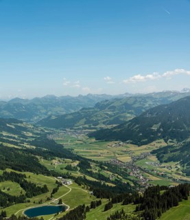 Alps with Filzalm Lake in the summer