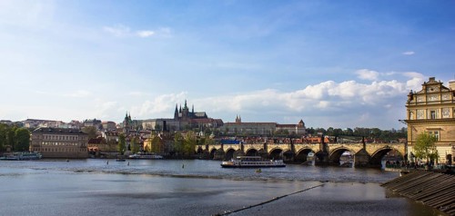 Vltava river with Charles Bridge