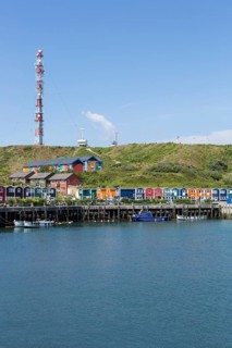 Harbor and lobster shacks on Heligoland