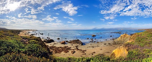 Pacific coast with clouded sky