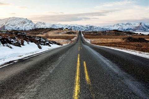Winter landscape with the European route E10
