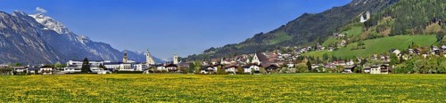 Cityscape of Schwaz in springtime