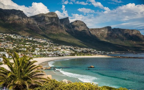 Camps Bay with the Twelve Apostles mountain range