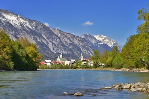 Cityscape of Schwaz in springtime