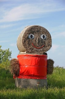 Straw doll made of straw bales