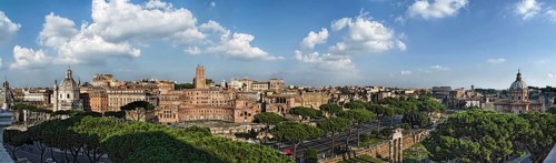 View over the old town with Roman Forum