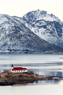 Winter landscape at Austnesfjord
