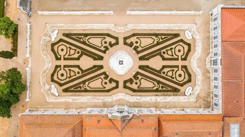 Aerial view of garden in Queluz National Palace