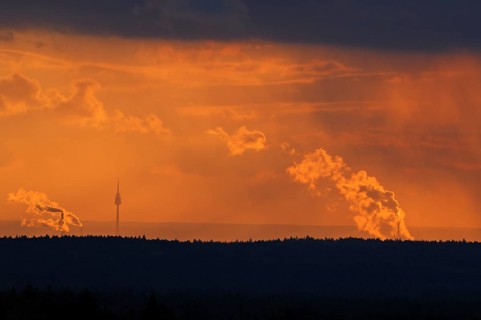 Nuremberg television tower in the evening light