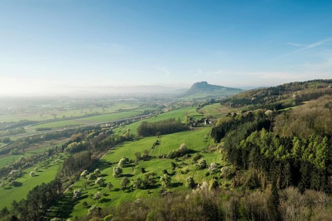 View from Mt Hohenkrahen to the Hegau volcano Hohentwiel