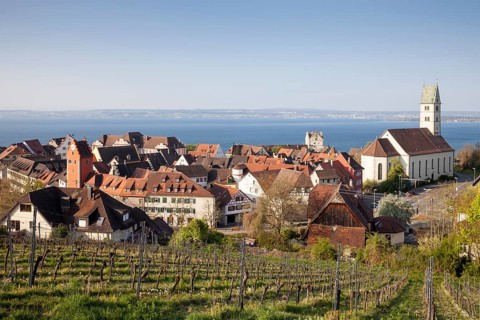 Townscape of Meersburg with the Obertor gate